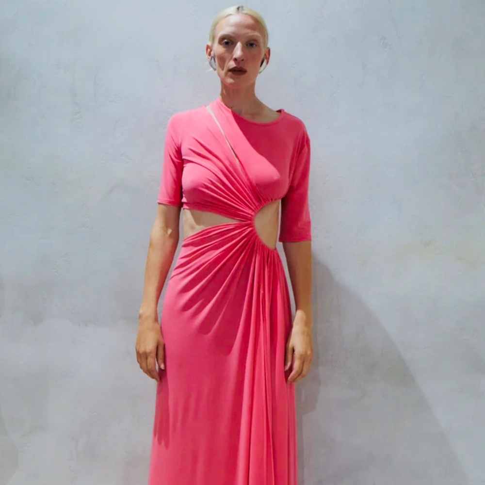SID NEIGUM ITALIAN CREPE SLASHED & GATHERED DRESS/ NWOT